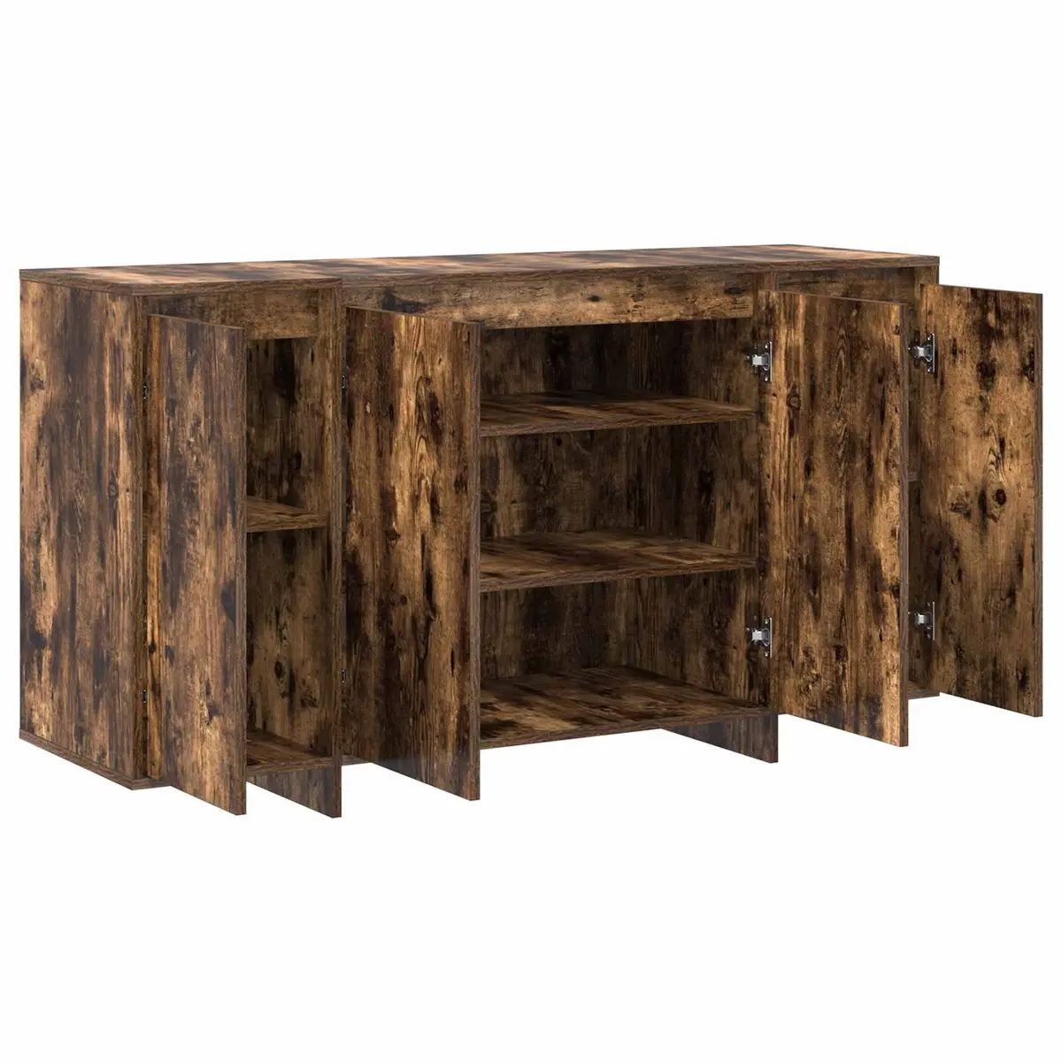 Modern Sideboard Storage Cabinet 135cm Brown Engineered Wood Hinge Doors