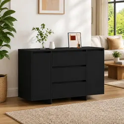 Modern Black Storage Cabinet with Drawers