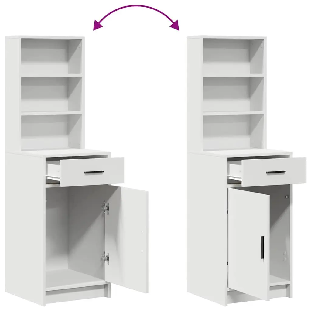 Dressing Table with LED Lights Rectangular White 2 pcs