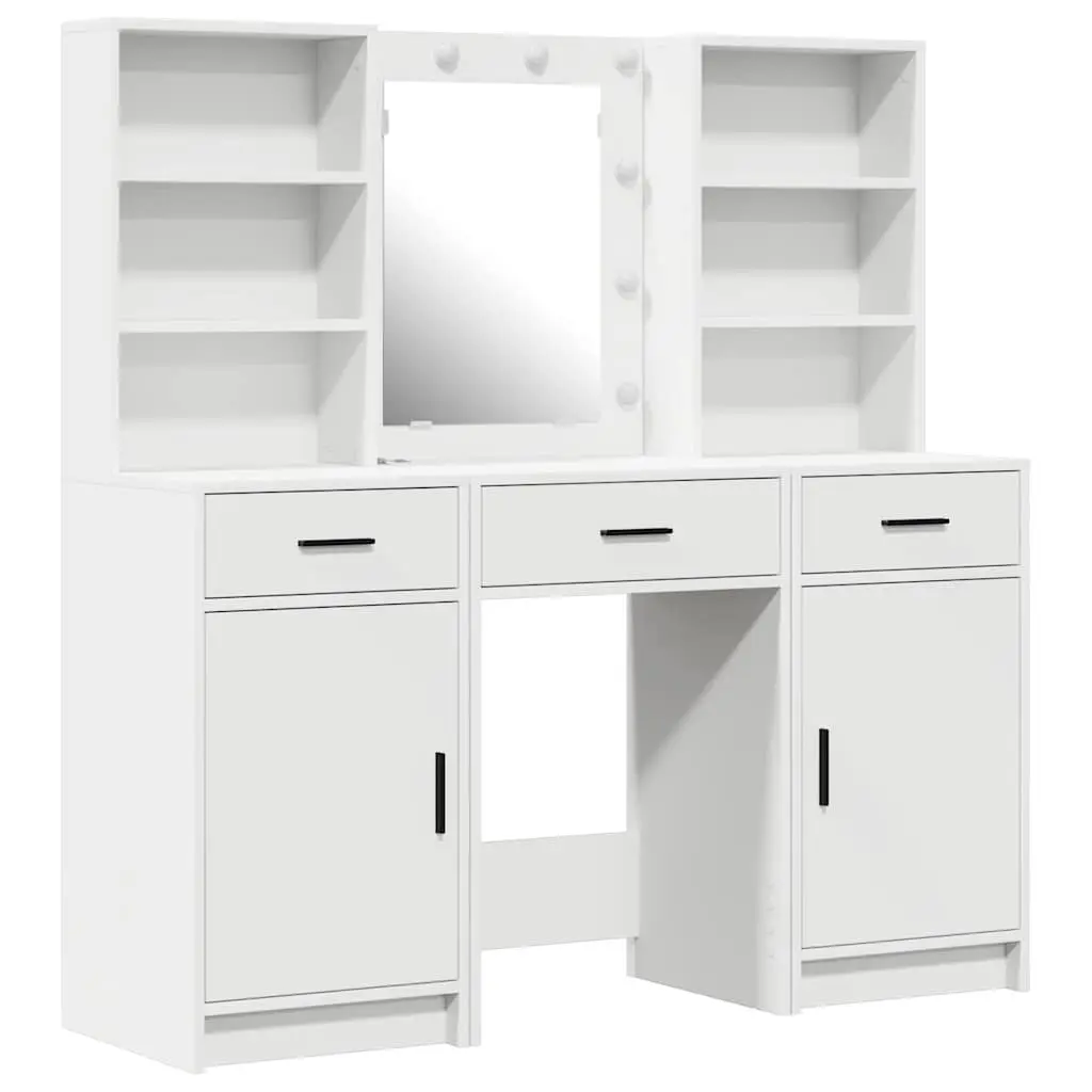 3 Piece Vanity Set with LED Mirror and Storage Drawers for Bedroom Organization