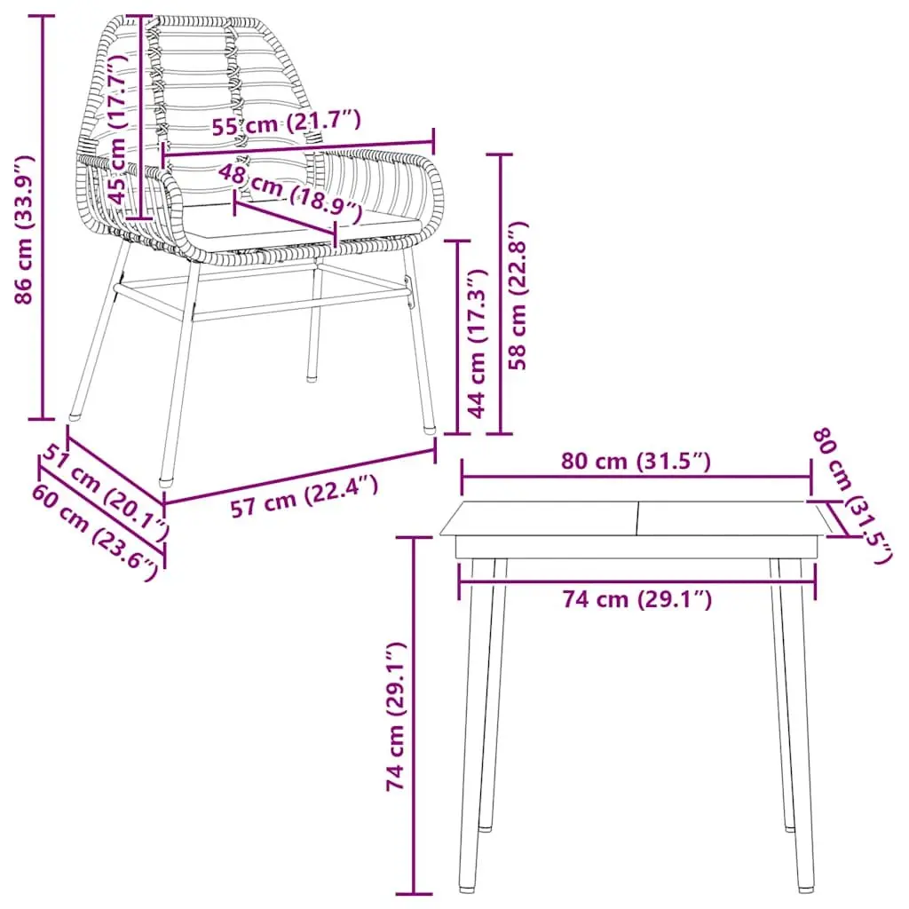 3-Piece Garden Dining Set for Outdoor Fun
