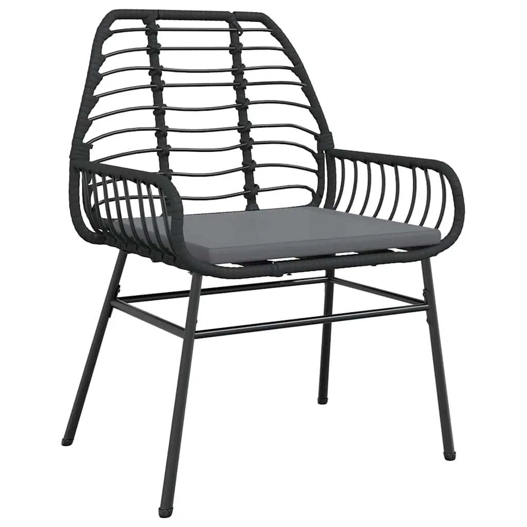 5 Piece Garden Dining Set Outdoor Patio Furniture with Cushions Black Rattan