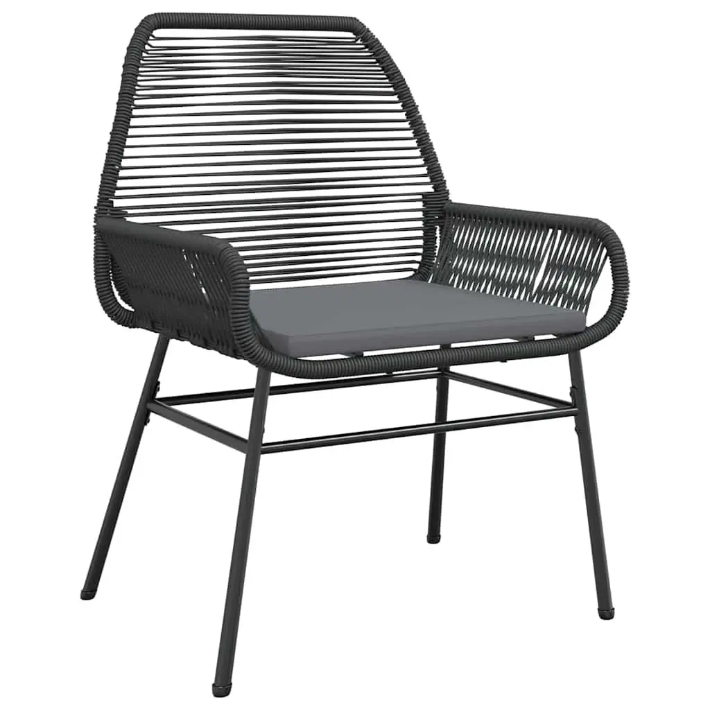 Outdoor Dining Set Black Poly Rattan 5 Piece with Cushions