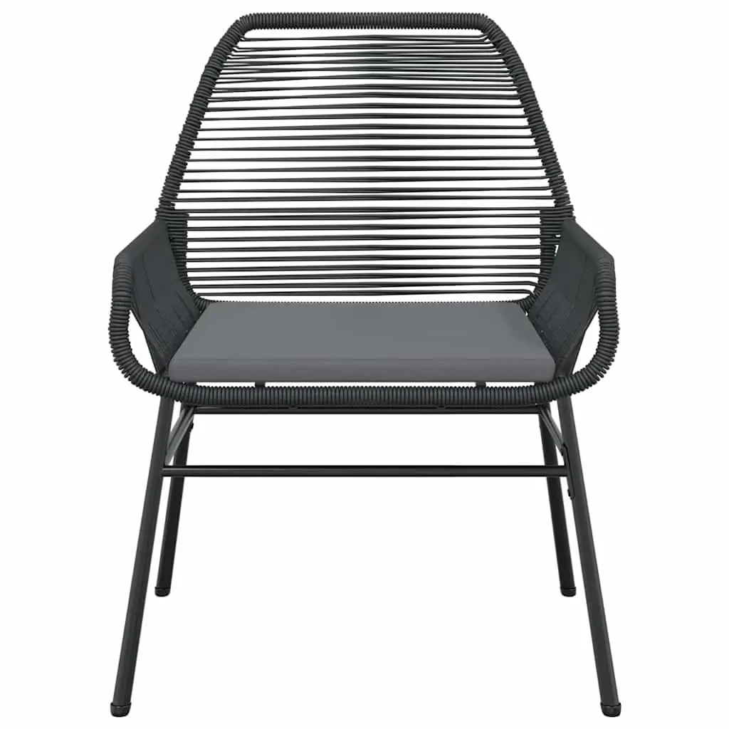 Outdoor Dining Set Black Poly Rattan 5 Piece with Cushions