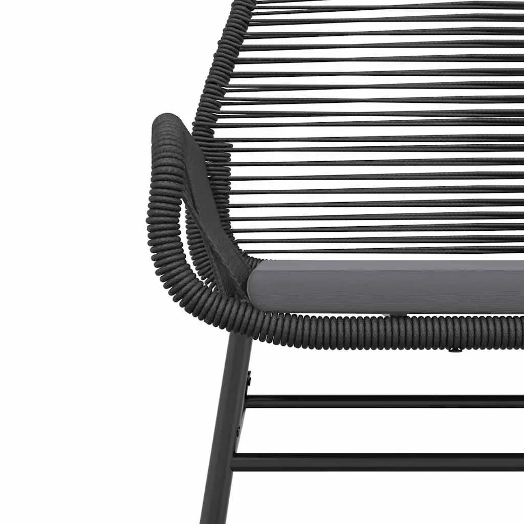 Outdoor Dining Set Black Poly Rattan 5 Piece with Cushions