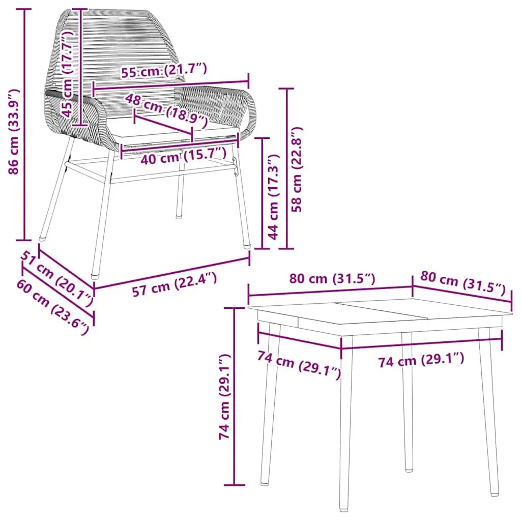 Outdoor Dining Set Black Poly Rattan 5 Piece with Cushions