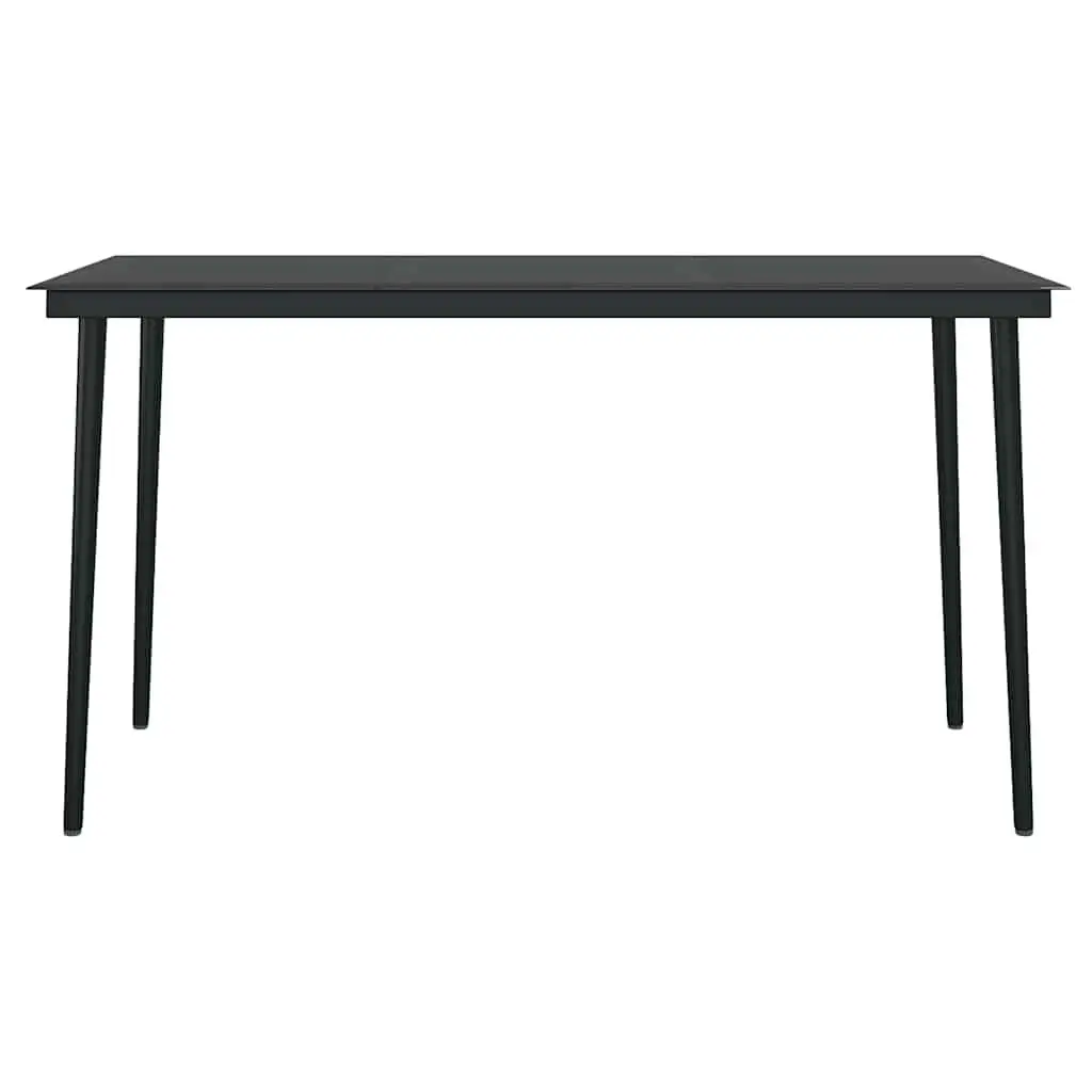 Garden Dining Set Black Poly Rattan 5 Piece Patio Furniture with Cushions Glass