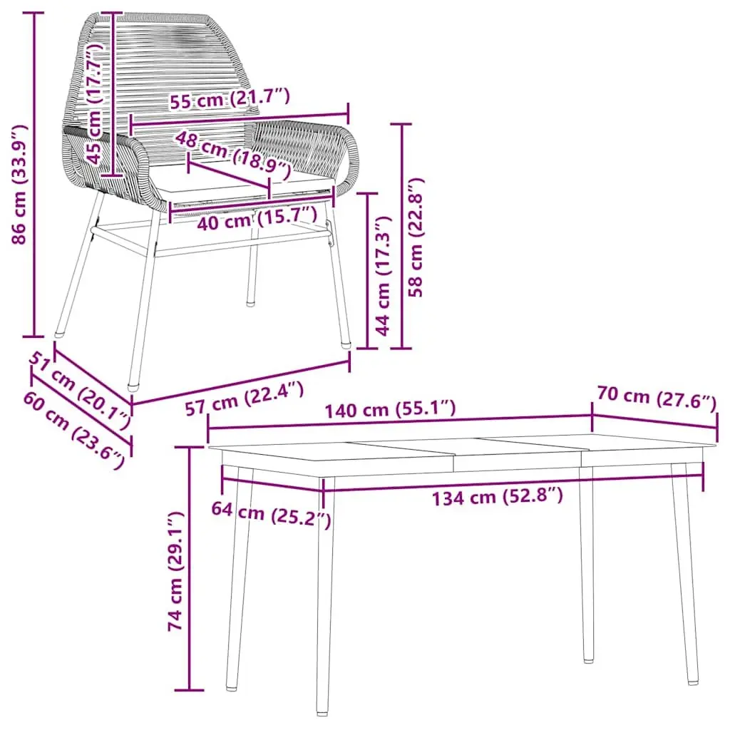 Garden Dining Set Black Poly Rattan 5 Piece Patio Furniture with Cushions Glass