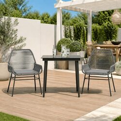 Friendly 3 Piece Grey Dining Set for Your Outdoor Space