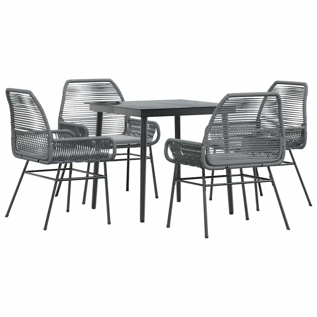 Garden Dining Set Grey Poly Rattan 5 Piece Outdoor Furniture Table Chairs