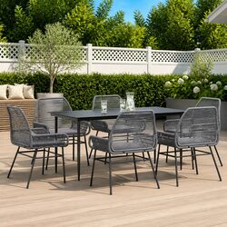 Friendly 7 Piece Grey Garden Dining Set for Relaxed Gatherings