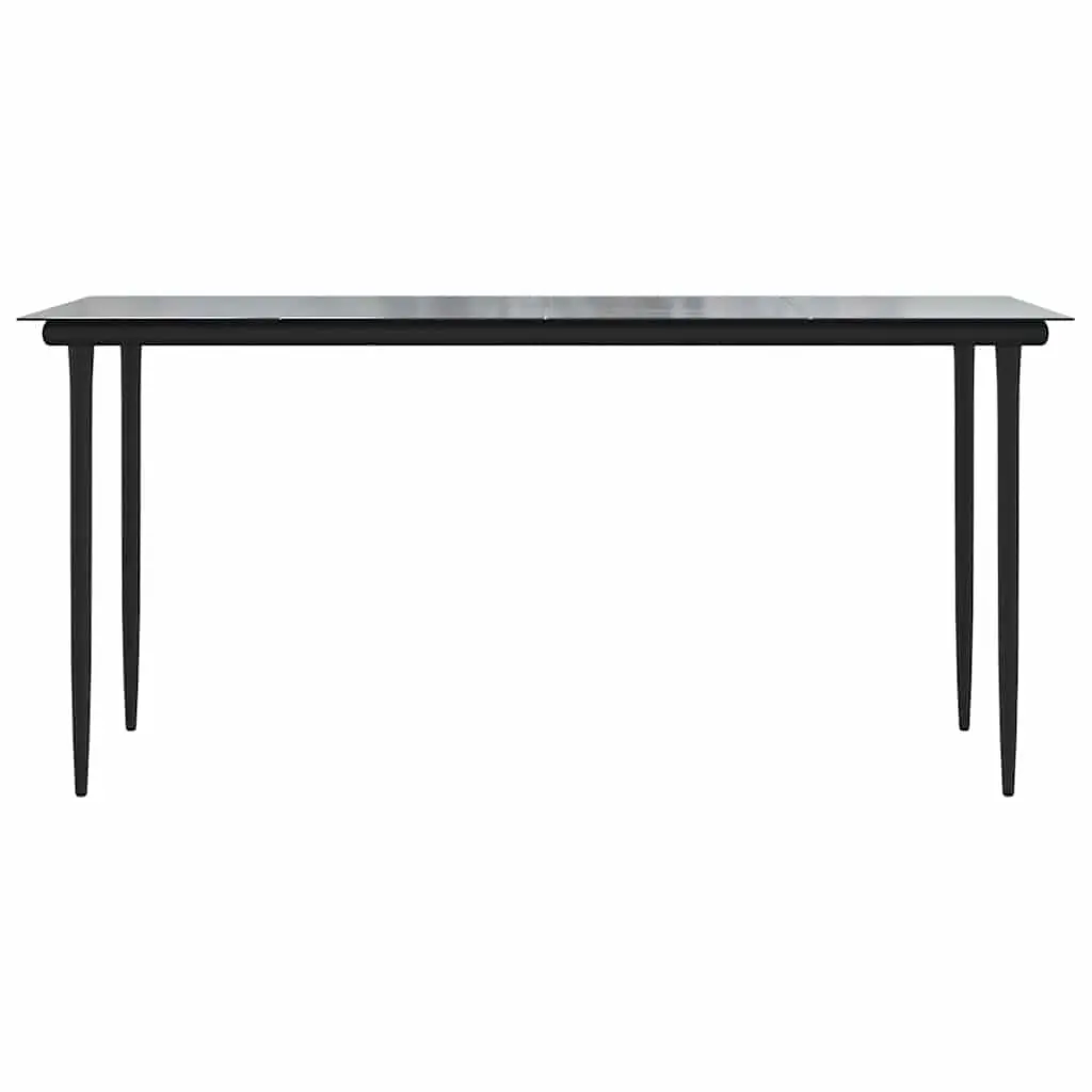 7 Piece Garden Dining Set Grey Poly Rattan Outdoor Furniture Glass Table Chairs
