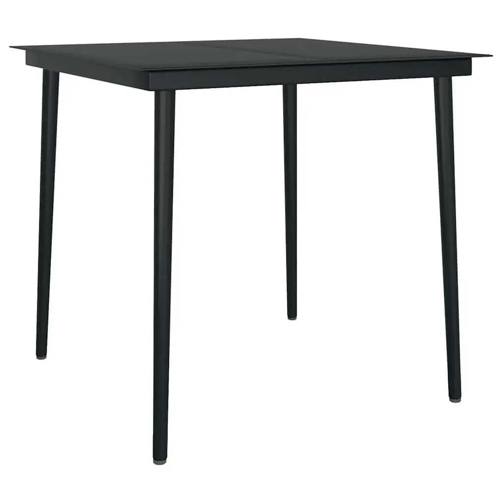 5 Piece Garden Dining Set Black Poly Rattan Glass Table