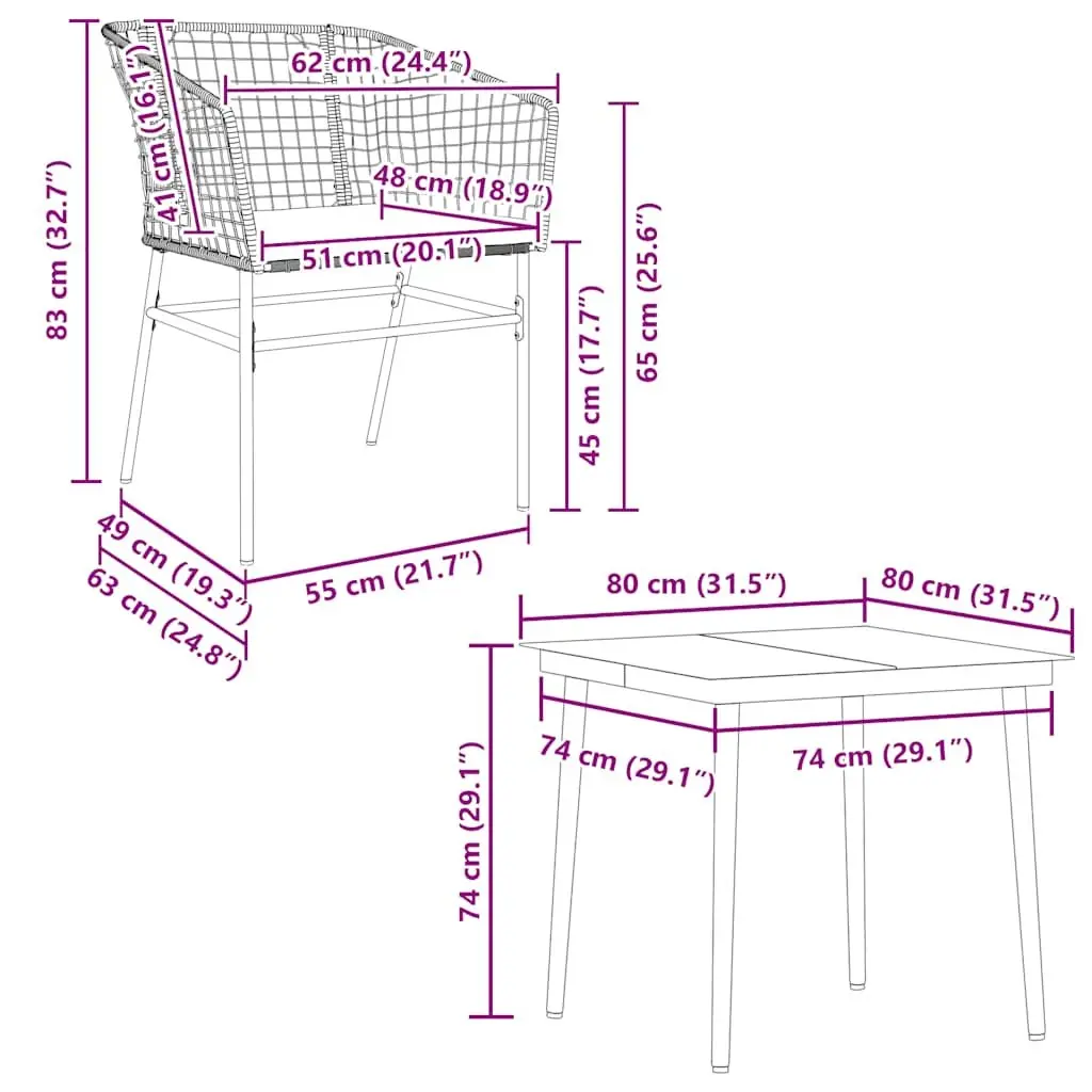 5 Piece Garden Dining Set Black Poly Rattan Glass Table