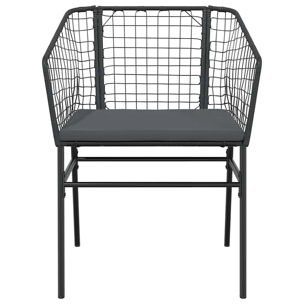 Outdoor Furniture Set Durable Black Poly Rattan Chairs and Table 5 Piece Garden Dining Arrangement