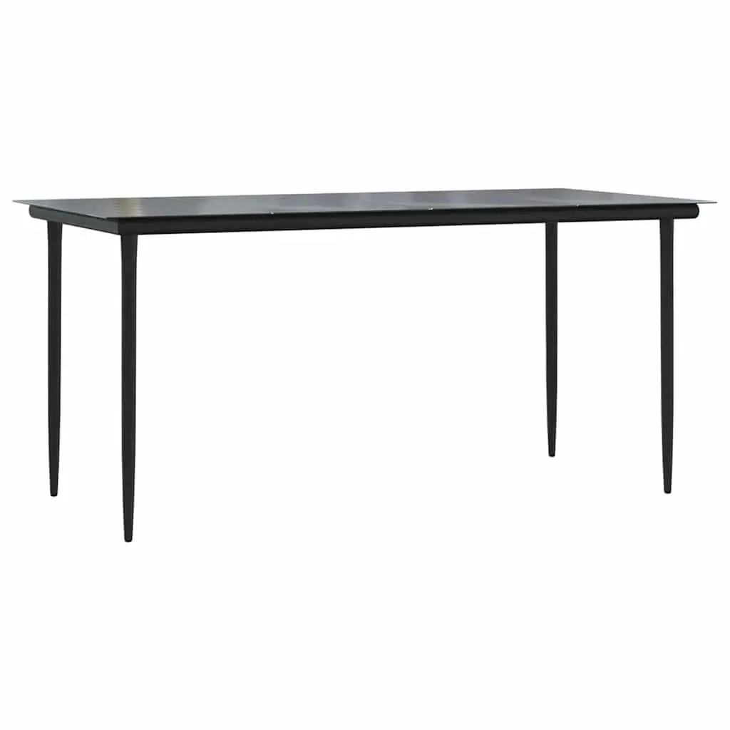 Outdoor Furniture Set Durable Black Poly Rattan Chairs and Table 5 Piece Garden Dining Arrangement