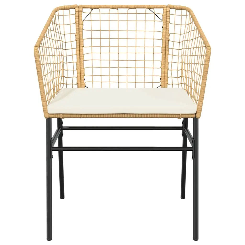 Garden Dining Set Brown Poly Rattan 3 Piece Patio Furniture with Glass Table