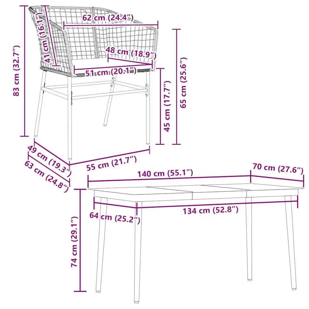 Garden Dining Set Outdoor Furniture Poly Rattan Brown 5 Piece Glass Tabletop