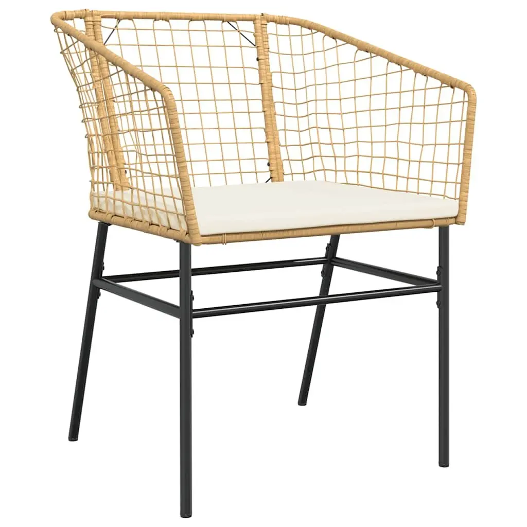 5 Piece Outdoor Dining Set Brown Poly Rattan Garden Furniture Patio Table Chairs