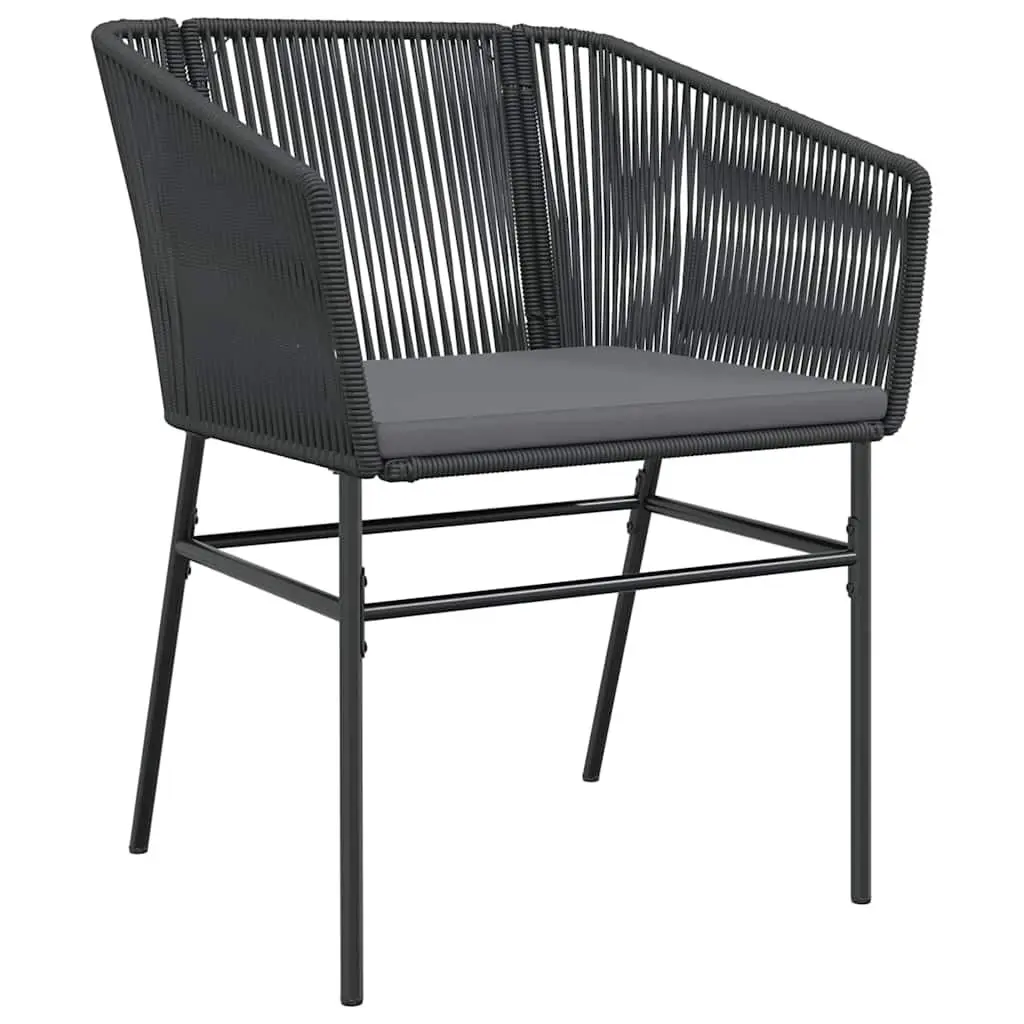 Garden Dining Set 3 Piece Outdoor Furniture Black Poly Rattan Glass Table Patio
