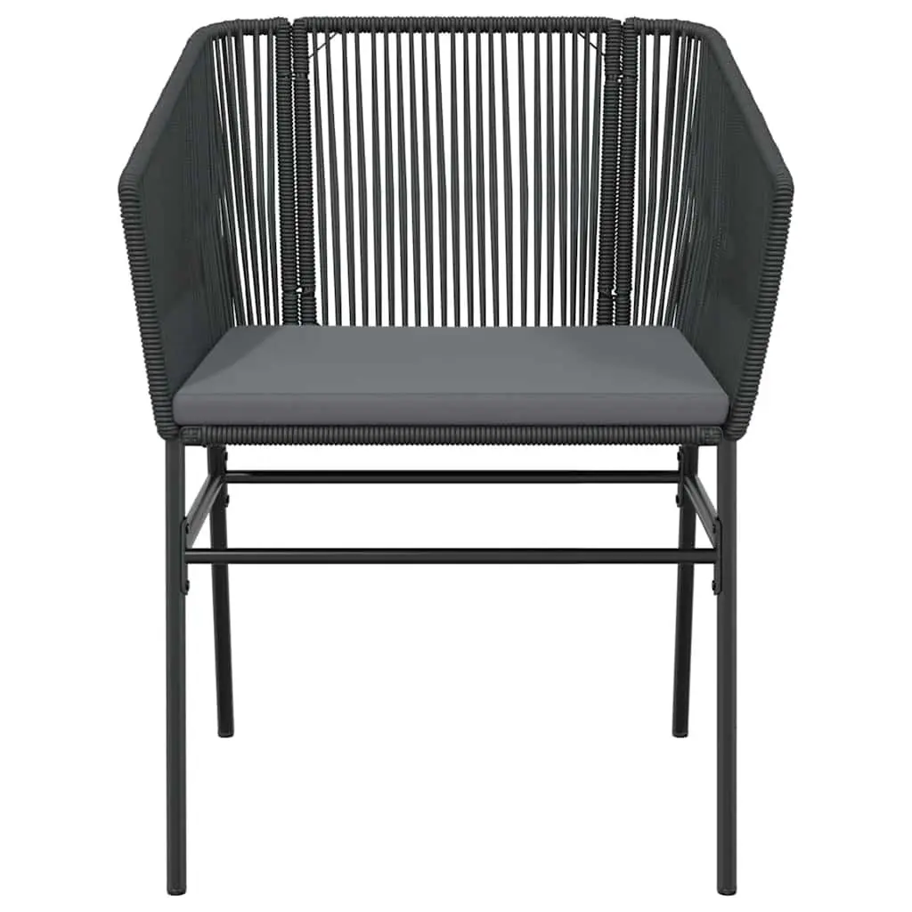 Garden Dining Set 3 Piece Outdoor Furniture Black Poly Rattan Glass Table Patio