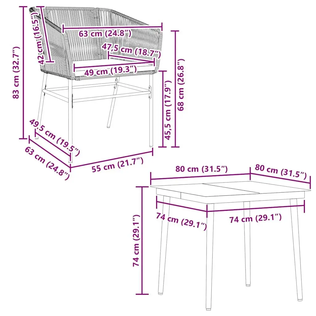 Outdoor Furniture Set 5 Piece Black Poly Rattan Dining Chairs with Glass Table and Cushions