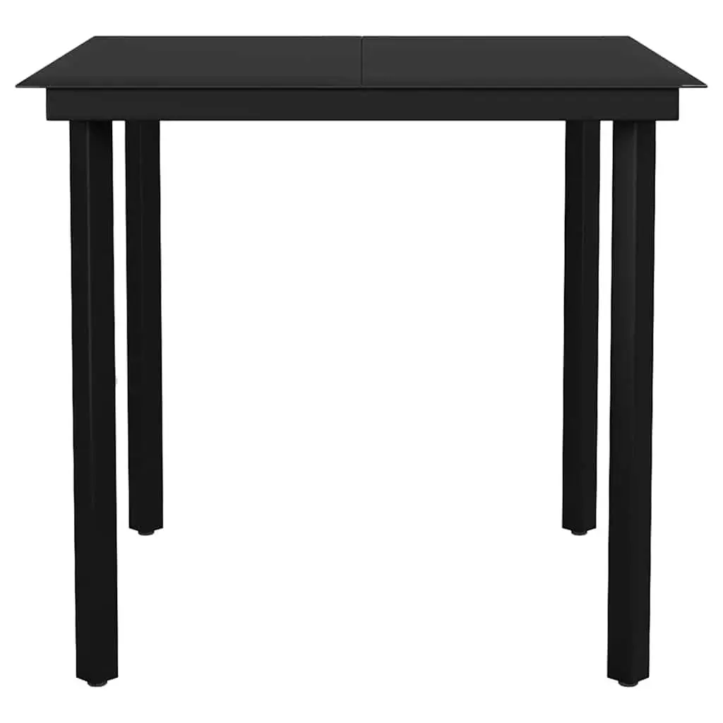 Outdoor Patio Furniture Set 5 Piece Black Poly Rattan Tempered Glass Table Garden Dining with Cushions