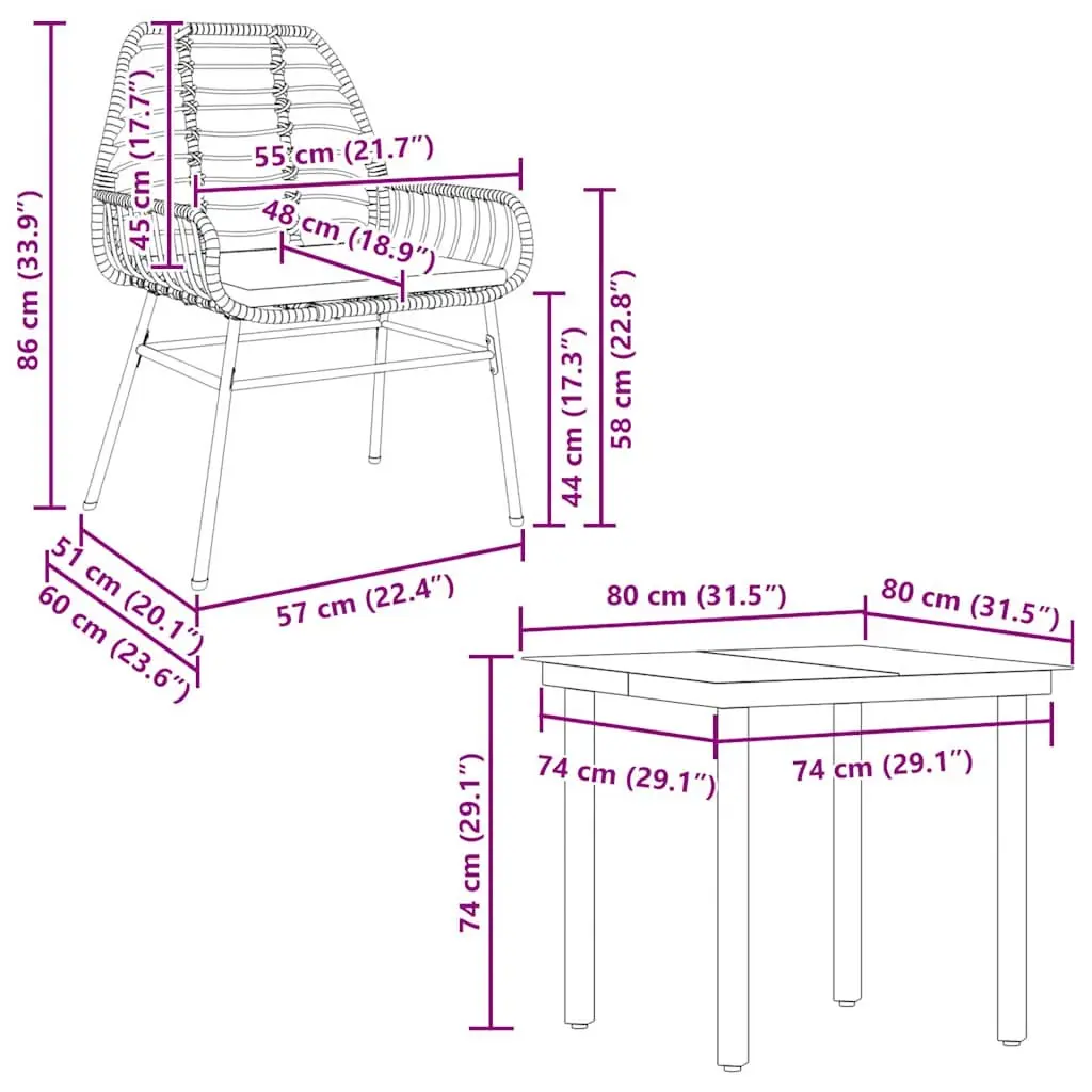 5 Piece Garden Dining Set Brown Poly Rattan Chair Table Patio Outdoor Furniture
