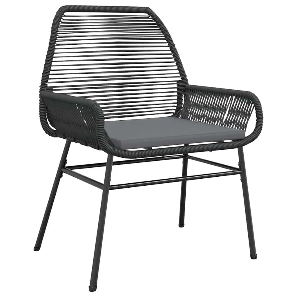 3 Piece Garden Dining Set Cushions Black Outdoor Furniture
