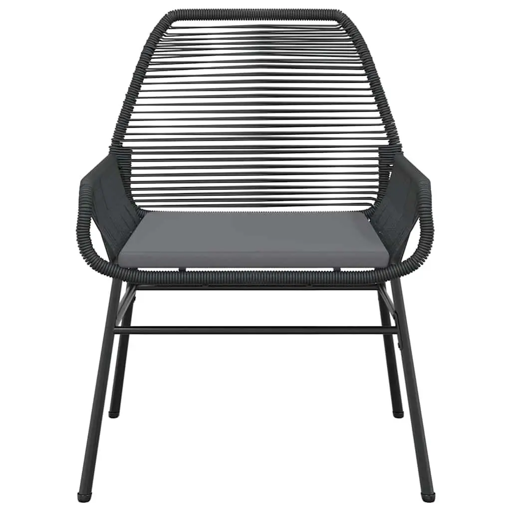 3 Piece Garden Dining Set Cushions Black Outdoor Furniture
