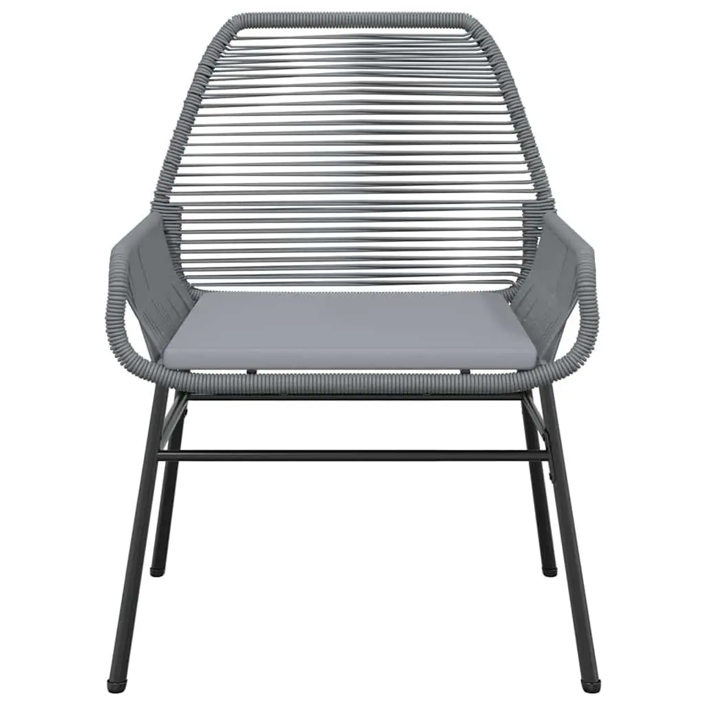 Garden Dining Set Grey Poly Rattan 3 Piece Outdoor Furniture with Glass Table and Cushioned Chairs
