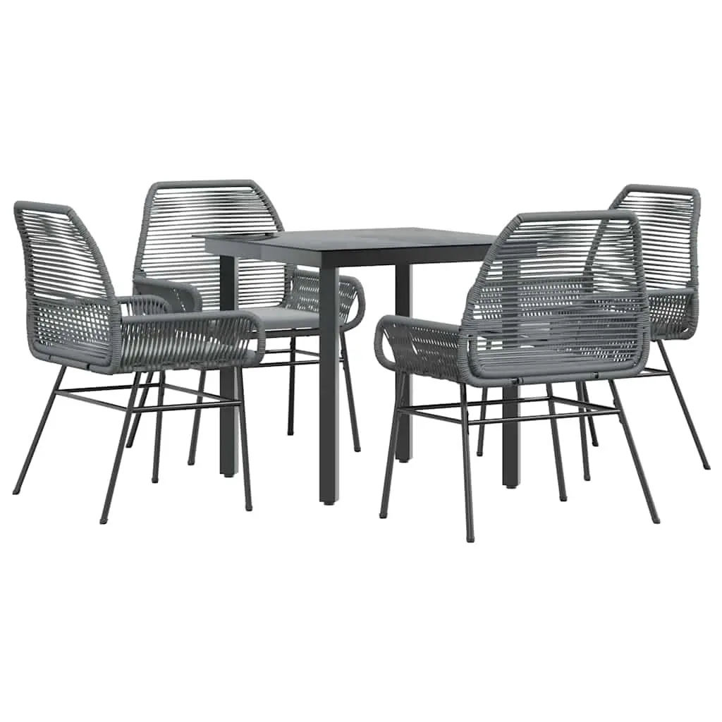 5 Piece Garden Dining Set Grey Poly Rattan Outdoor Furniture