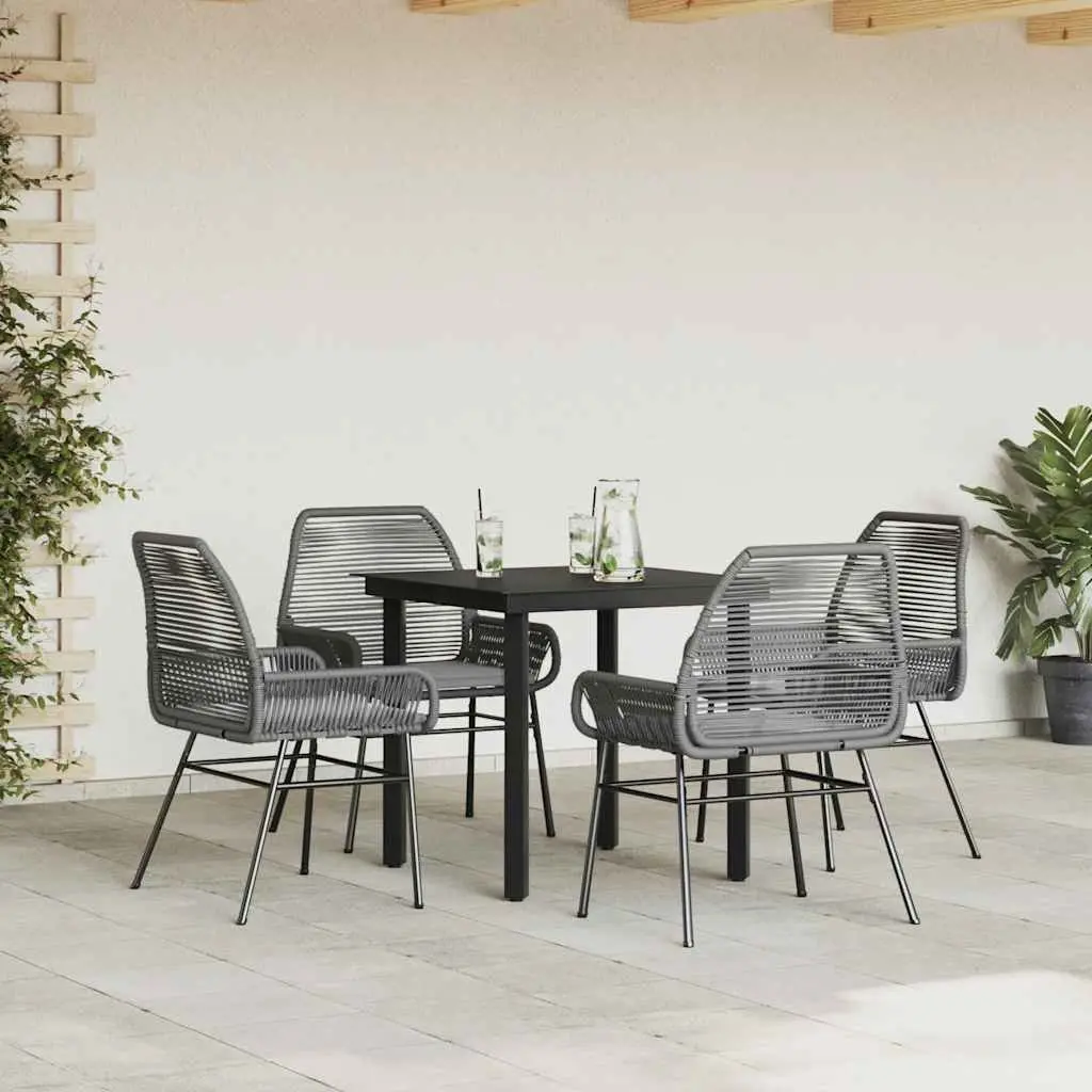 5 Piece Garden Dining Set Grey Poly Rattan Outdoor Furniture
