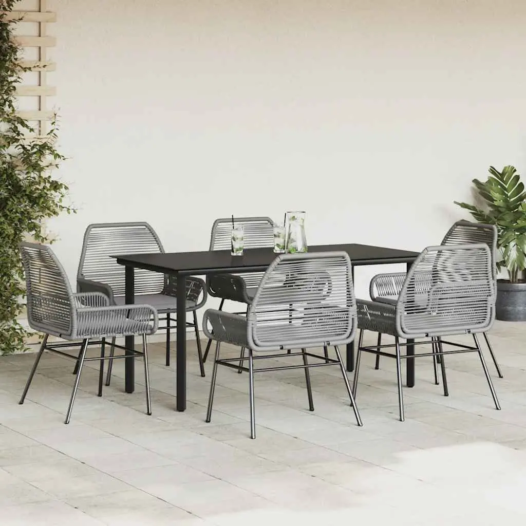 Garden Dining Set 7 Piece Outdoor Furniture PE Rattan Chair Table Patio Grey