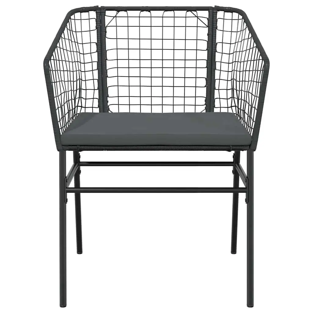 Garden Dining Set Black Poly Rattan 5 Piece Outdoor Furniture with Glass Table and Cushioned Chairs