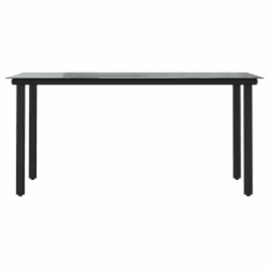 Poly Rattan Outdoor Patio Furniture Set 7 Piece Dining Set with Glass Table Black