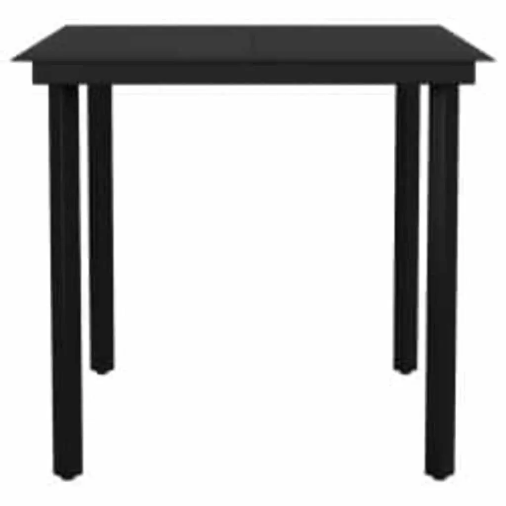 Garden Dining Set 3 Piece Black Rattan Outdoor Furniture Table Chairs with Cushions