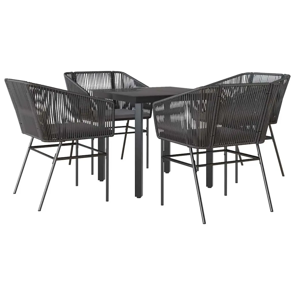 5 Piece Black Dining Set for Outdoor Dining
