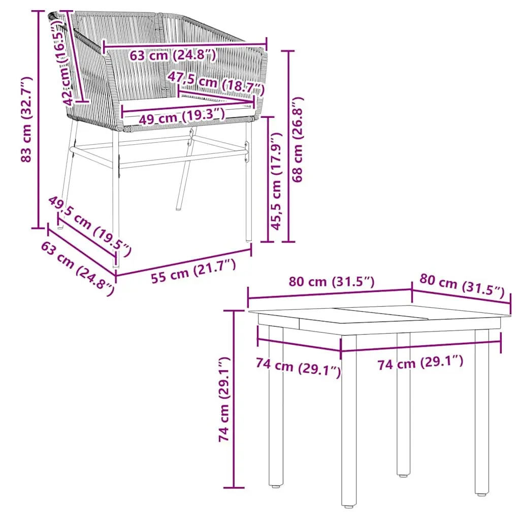 5 Piece Black Dining Set for Outdoor Dining