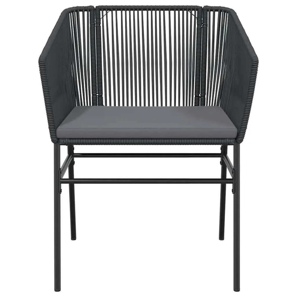 Garden Dining Set 5 Piece Outdoor Furniture Black Rattan Tempered Glass Table with Cushions