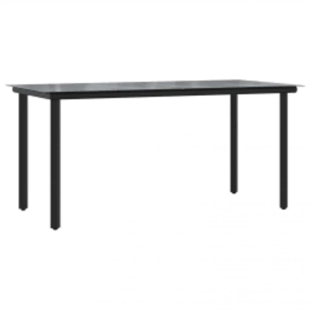 7 Piece Garden Dining Set Poly Rattan Glass Table Outdoor Patio Furniture Black