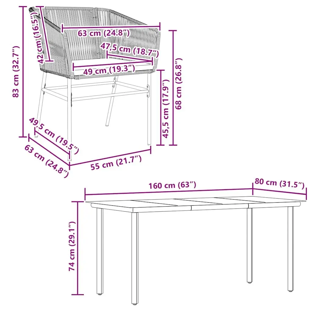 7 Piece Garden Dining Set Brown Poly Rattan Glass Table