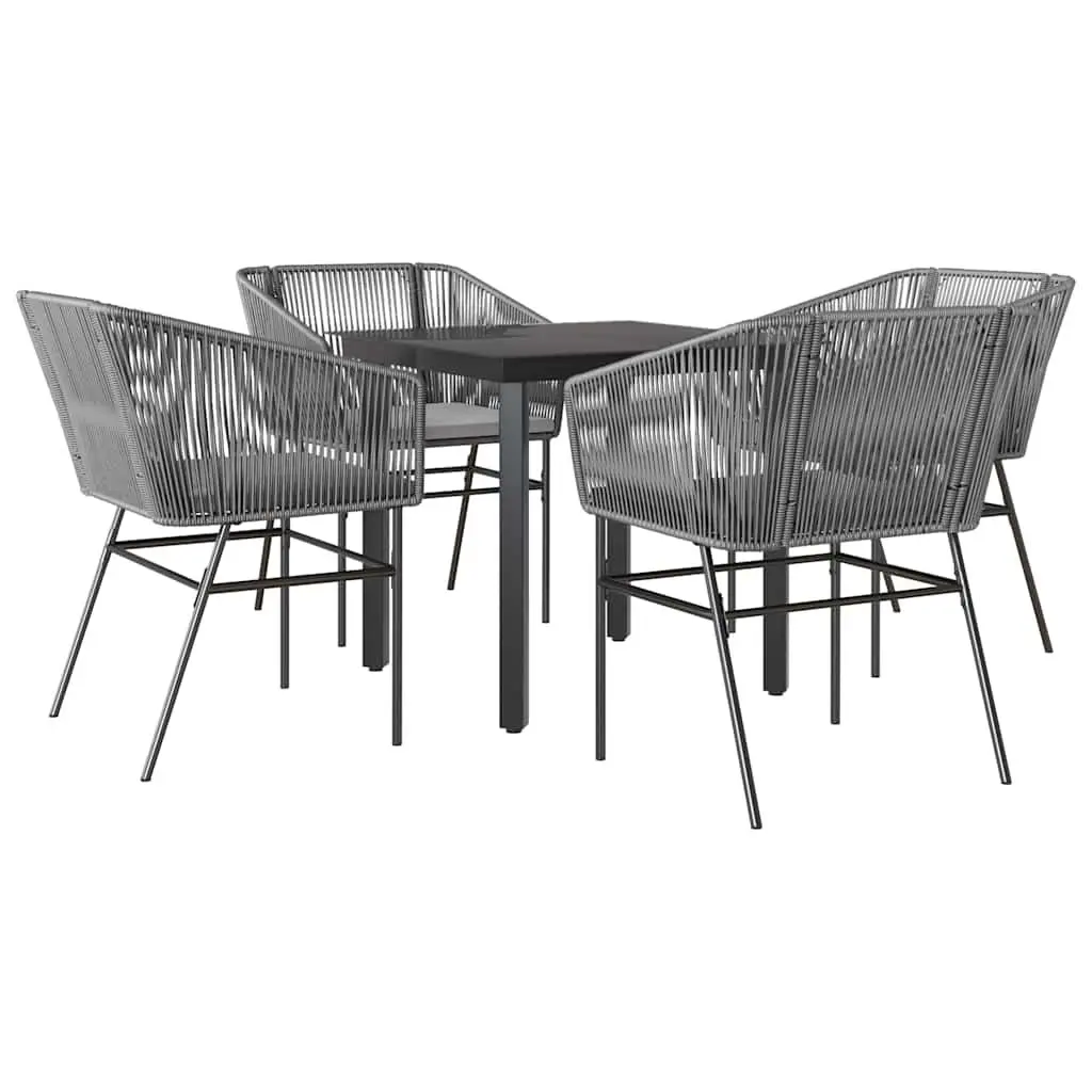 Garden Dining Set 5 Piece Outdoor Furniture Poly Rattan Chairs Table Grey