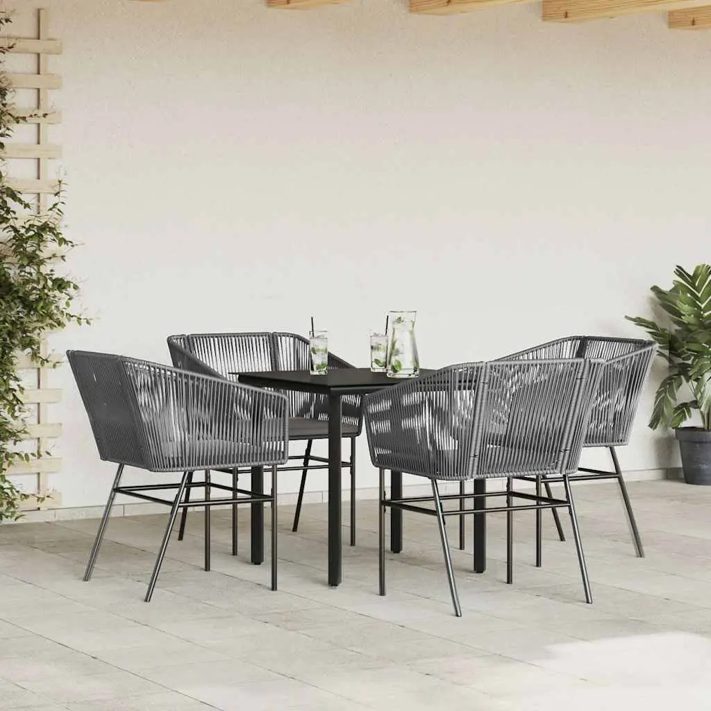 Garden Dining Set 5 Piece Outdoor Furniture Poly Rattan Chairs Table Grey