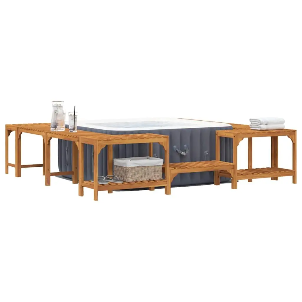 Hot Tub Surround Solid Acacia Wood Brown 255x255x55.5cm Outdoor Enclosure Spa Deck