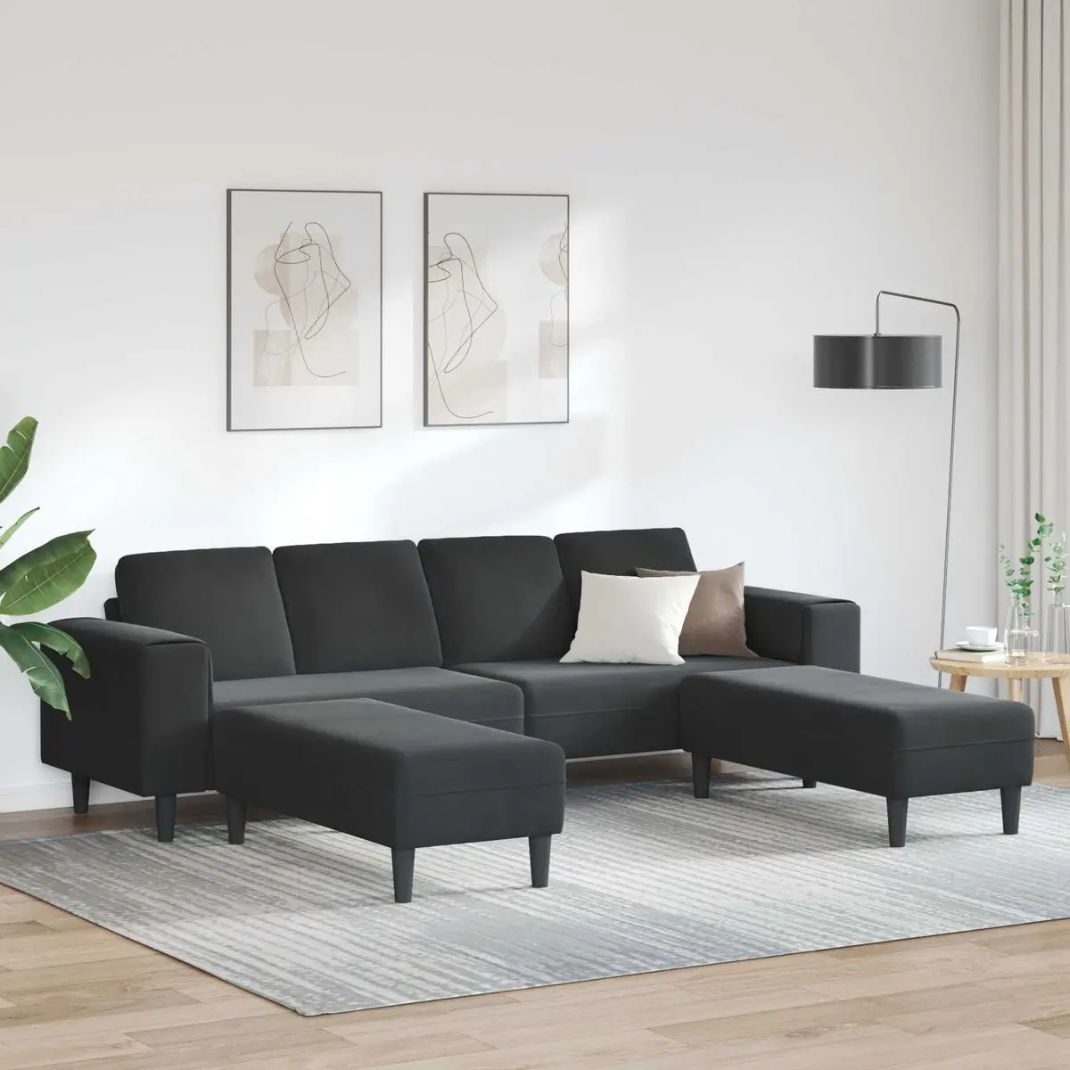 3 Piece Black Sofa Set