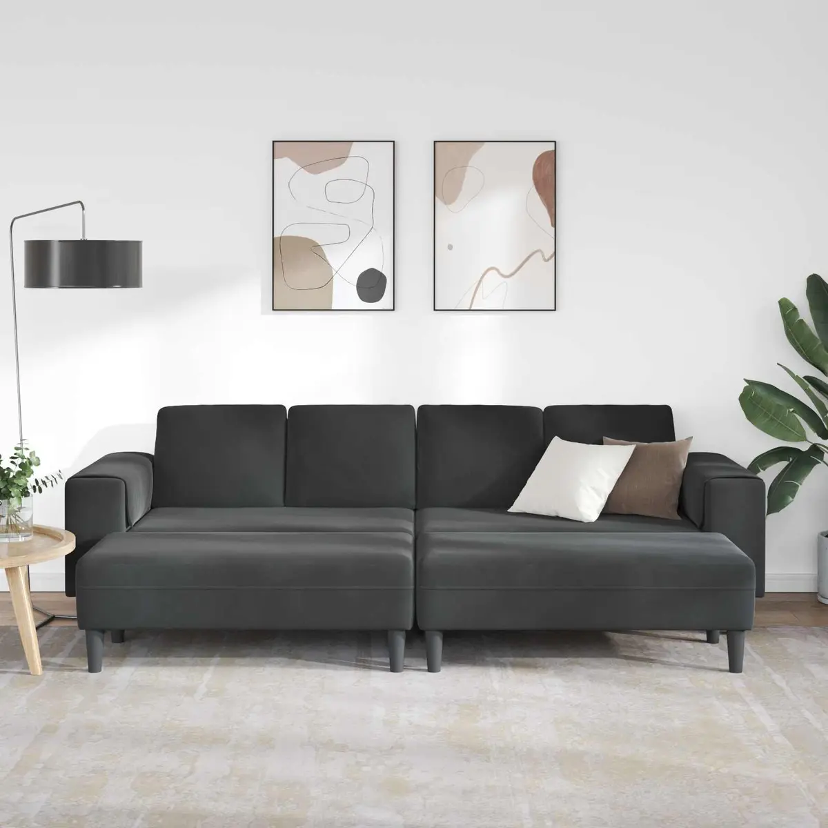 3 Piece Black Sofa Set