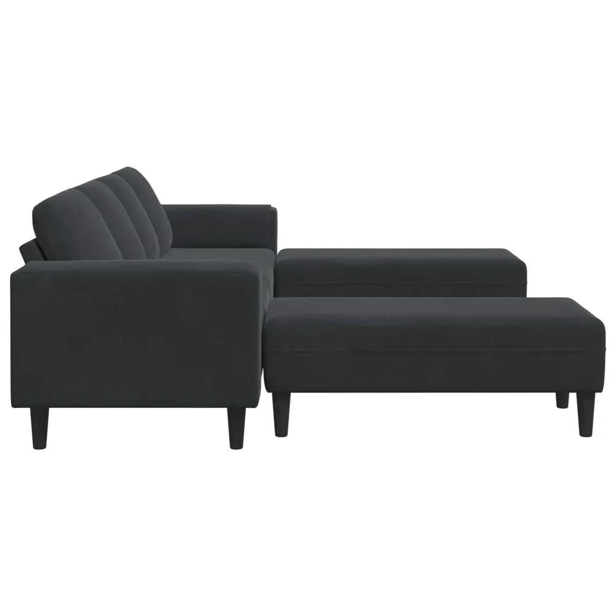 3 Piece Black Sofa Set