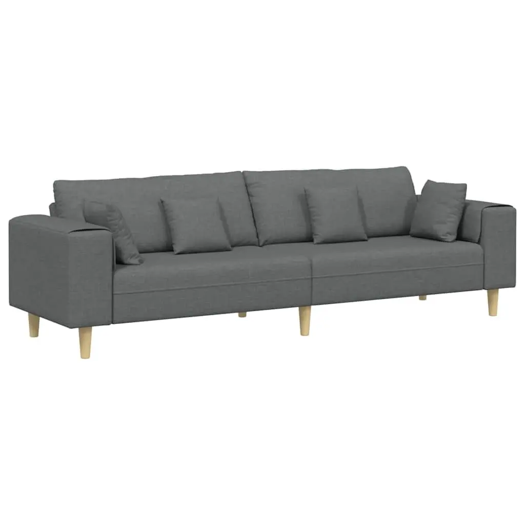 Modern Grey Fabric Sofa with Cushions Spring Support Living Room Furniture