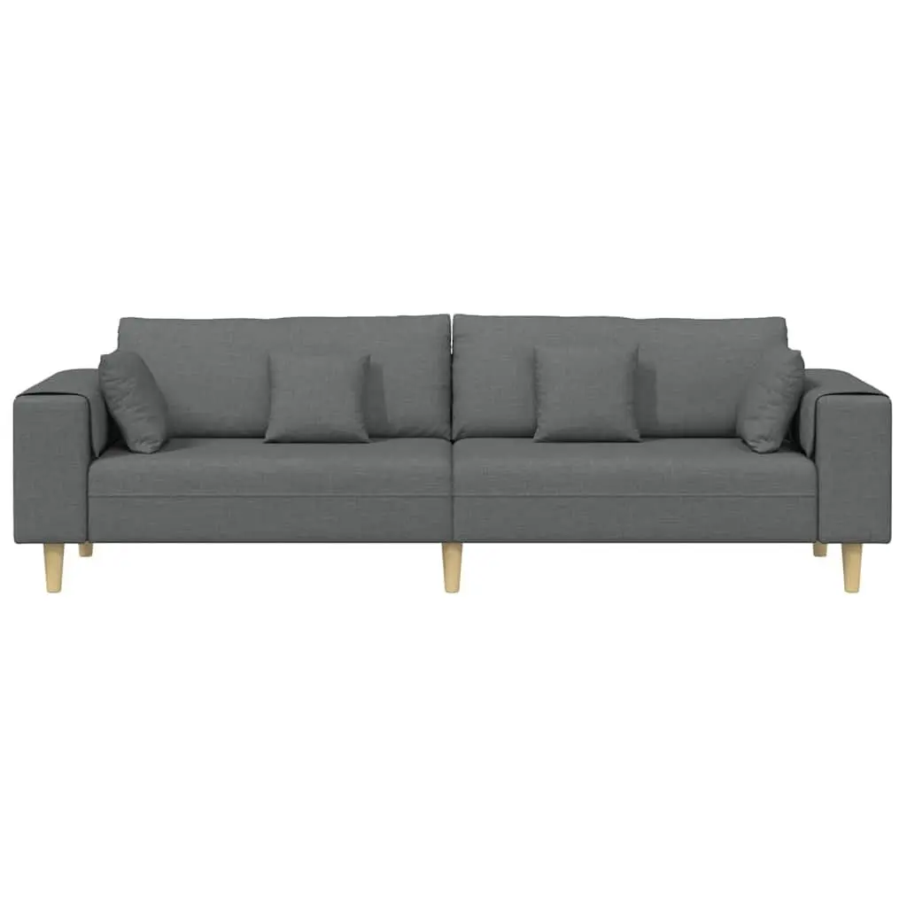 Modern Grey Fabric Sofa with Cushions Spring Support Living Room Furniture
